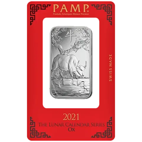 1 ounce Silver Bar - PAMP Suisse Lunar Ox