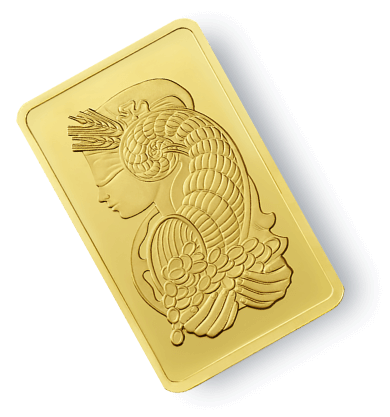 Goldbarren kaufen 1 g PAMP Lady Fortuna hinten geprägt