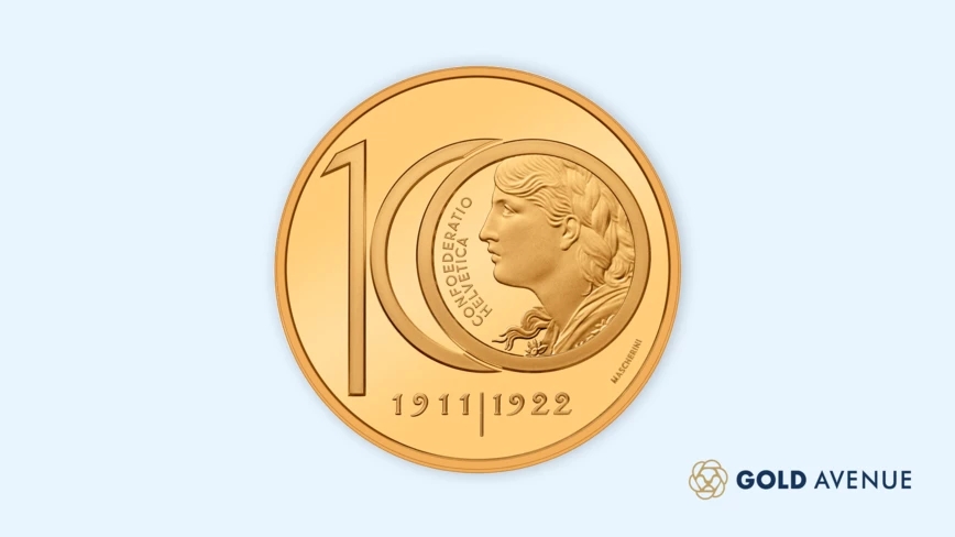 Swissmint emette una nuova moneta Vreneli in edizione limitata per celebrare l’ultimo conio della famosa moneta Vreneli da 10 franchi svizzeri nel 1922.