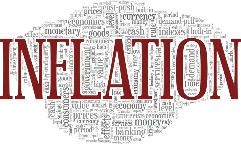 les craintes croissantes des investisseurs concernant la hausse de l'inflation et son impact sur le prix de l'or et l'économie, représentées par un calligramme. 