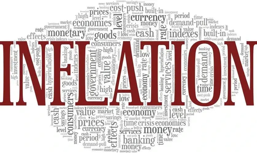 growing investor fears about higher inflation and its impact on the gold price and the economy depicted in a calligram 