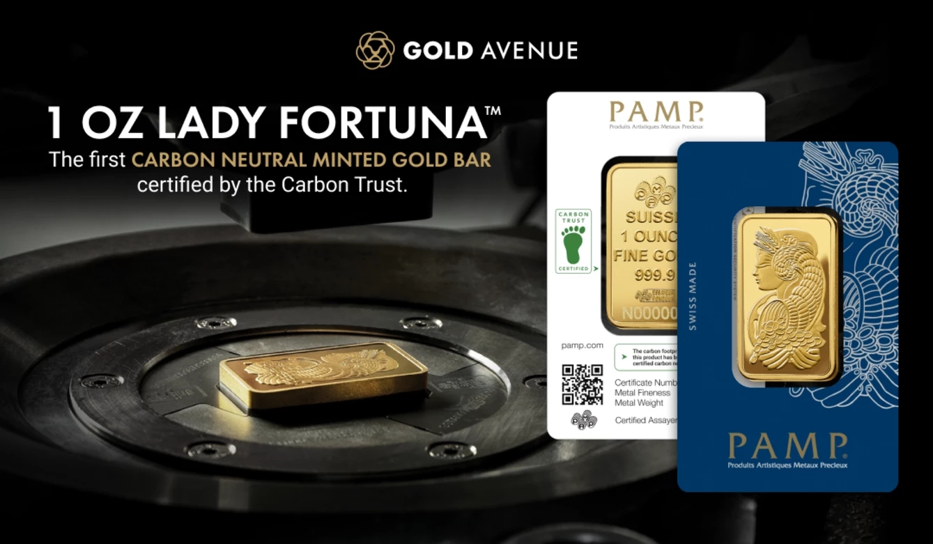 Die Herstellung des 1 oz. Lady Fortuna, der erste CO2-neutral geprägte Goldbarren, zertifiziert von Carbon Trust.
