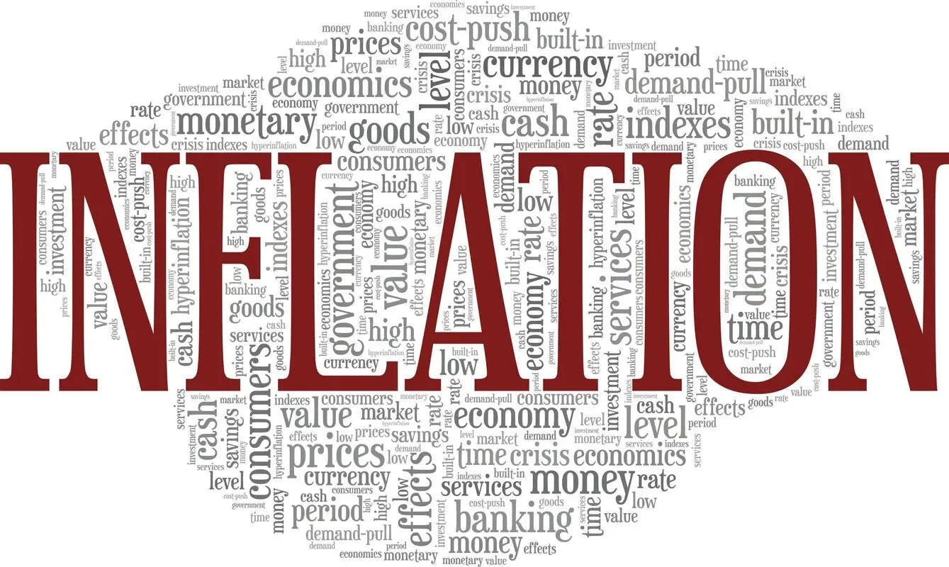 les craintes croissantes des investisseurs concernant la hausse de l'inflation et son impact sur le prix de l'or et l'économie, représentées par un calligramme. 