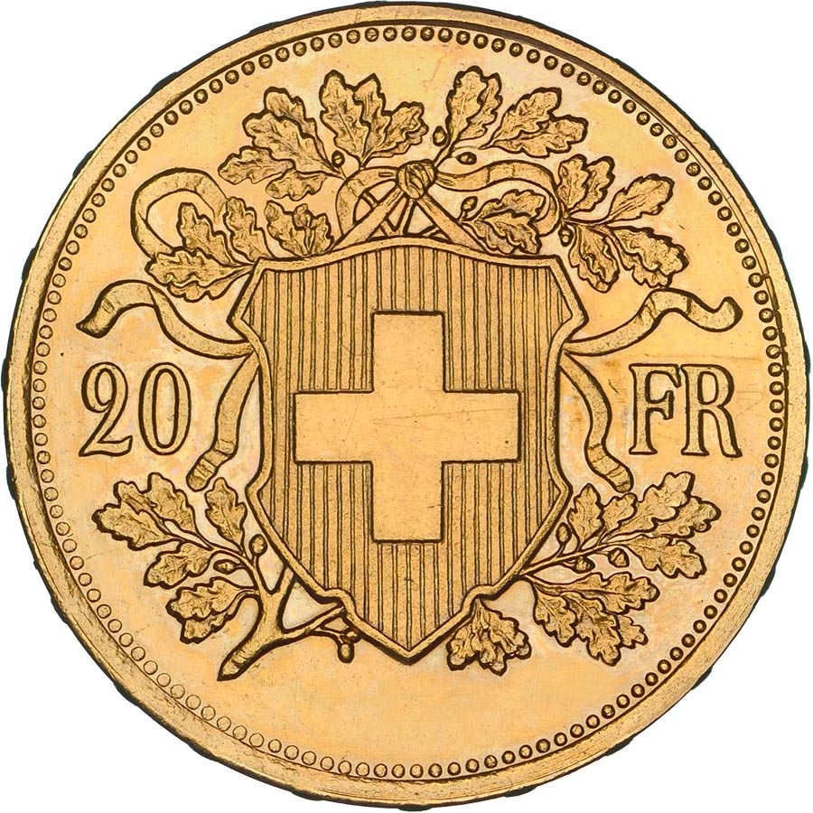 Investieren Sie in 20 Swiss Francs Helvetia Vreneli - Swiss Mint - Back