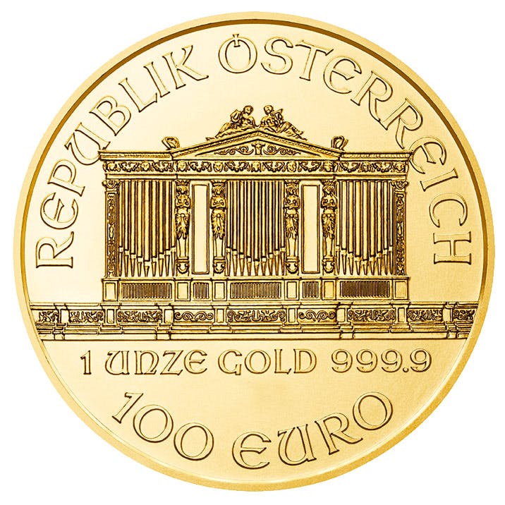 Invest in 1 oz Fine gold Philharmonic - Austrian Mint - Back