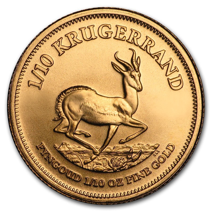 Invest in 1/10 oz Fine gold Krugerrand - South Africa Mint - Front