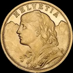 Achat d'or en ligne 20 Swiss Francs Helvetia Vreneli - Swiss Mint - Front investir dans l'or 20 Swiss Francs Helvetia Vreneli - Swiss Mint - Front