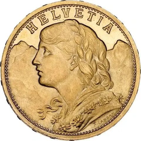 20 Franchi Svizzeri Moneta d'Oro - Vreneli Helvetia