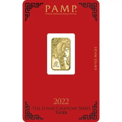 5 grammi Lingotto d'Oro - PAMP Suisse Anno della Tigre
