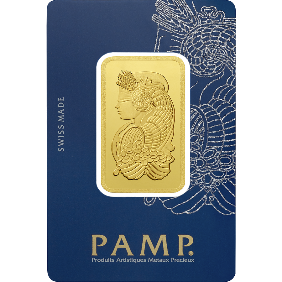 Goldmünzen und -barren kaufen von PAMP und namhafte Münzen auf dem Sparassistenten, wie 1 kg Goldbarren oder 1 oz Britannia oder 5 g Lady Fortuna Goldbarren