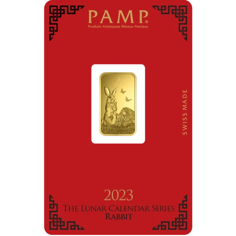 5 gram Fine Gold Bar 999.9 - PAMP Suisse Lunar Rabbit