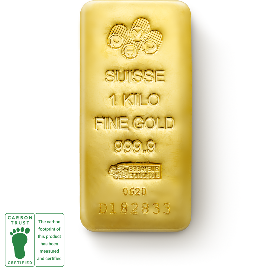 Invest in 1kg Fine Gold Cast Bar - PAMP Swiss - Front