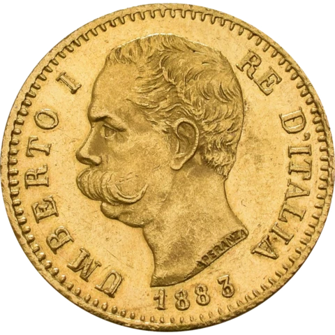 20 Lire Italian Gold Umberto I Coin