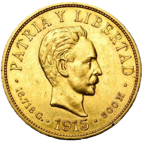 Cuba 10 Pesos (José Marti) 1915-1916 - Fine Gold Coin