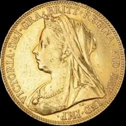 Vorderseite der Queen Victoria Sovereign Goldmünze Vorderseite der Queen Victoria Sovereign Goldmünze