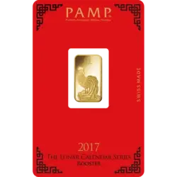 Purchase gold, 5 gram Fine gold Lunar Rooster - PAMP Swiss - Pack Front Invest in 5 gram Fine gold Lunar Rooster - PAMP Swiss - Pack Front
