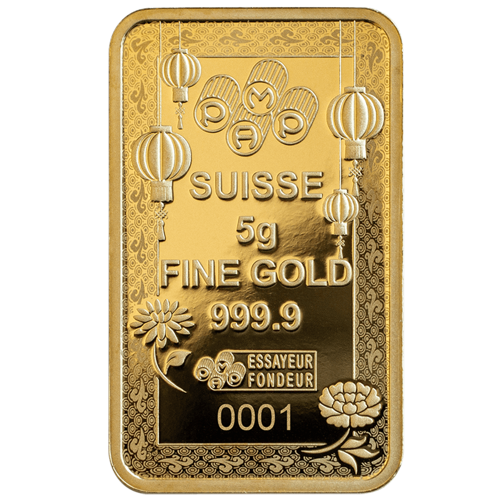Revers de l'emballage du lingot d'or de 5 grammes 2024 Bouddha rieur