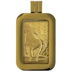 The reverse of the 5 gram Arabian Horse gold bar  The reverse of the 5 gram Arabian Horse gold bar