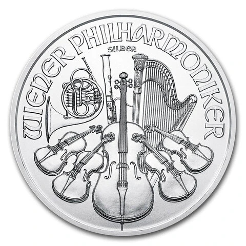 1 oz Fine VAT-Free Silver Coin 999.0 - Philharmonic BU Mixed Years	