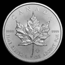1 oncia moneta in argento puro 999,9 ESENTE IVA - Maple Leaf BU Anni misti fronte 1 oncia moneta in argento puro 999,9 ESENTE IVA - Maple Leaf BU Anni misti fronte