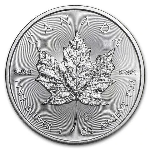 1 oncia moneta in argento puro 999,9 ESENTE IVA - Maple Leaf BU Anni misti