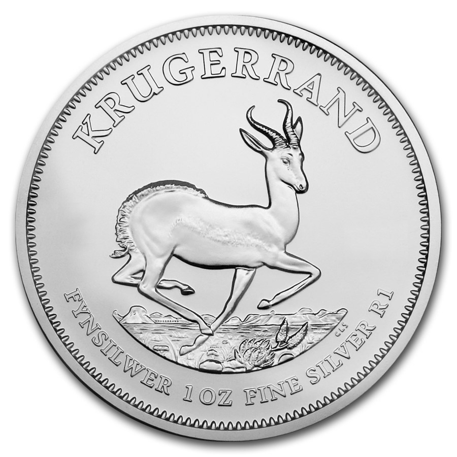 1 oz Fine VAT FREE Silver Coin 999.0 - Krugerrand BU Mixed Years front side