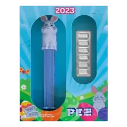 6x5 g Coffret distributeur PEZ® Lapin de Pâques et bonbons en argent  6x5 g Coffret distributeur PEZ® Lapin de Pâques et bonbons en argent