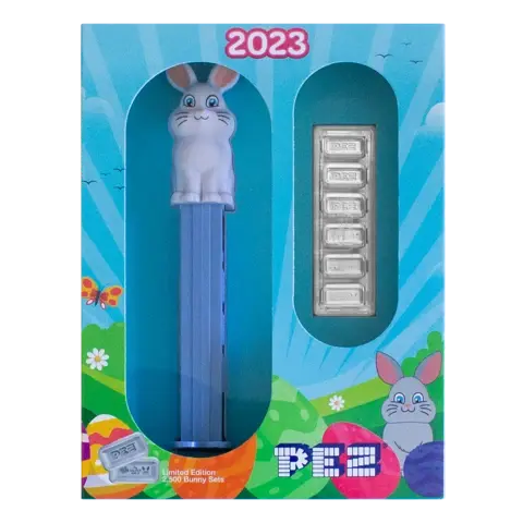 6x5 g PEZ® Spring Bunny Silver Wafers & Dispenser Gift Set