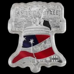 2 once Moneta d’Argento Sagomata Colorata - America the Free - Liberty Bell 2 once Moneta d’Argento Sagomata Colorata - America the Free - Liberty Bell