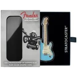 1 once Pièce en Argent Stratocaster® Daphne Blue - Fender® 1 once Pièce en Argent Stratocaster® Daphne Blue - Fender®