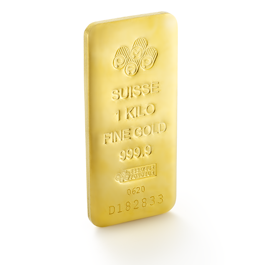 Buy 1kg Fine Gold Cast Bar - PAMP Swiss - 3/4 view