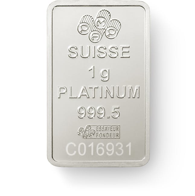 investir dans l'or, 1 gramme Lingot, Lingotin de Platine Pur Lady Fortuna - PAMP Suisse - Back