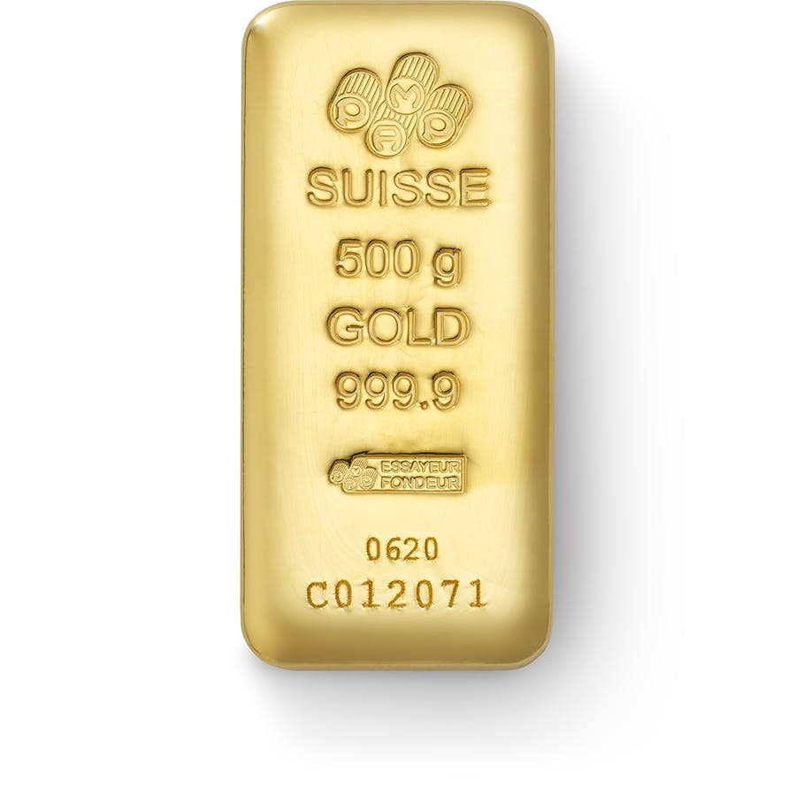 Buy 500 grams Fine gold Cast Bar - PAMP Swiss - Front