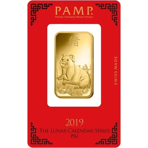 1 oz Fine Gold Bar 999.9 - PAMP Suisse Lunar Pig