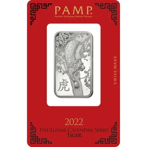 1 oz Fine Silver Bar 999.0 - PAMP Suisse Lunar Tiger