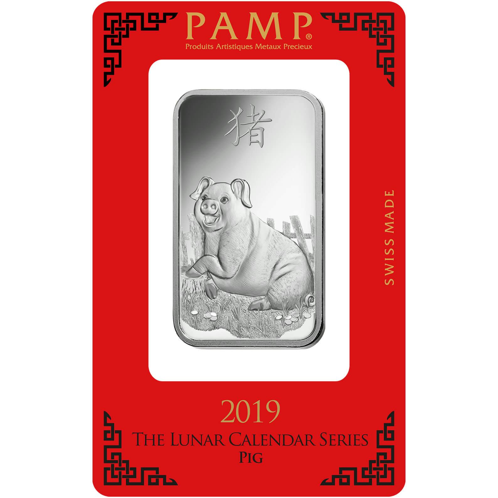 Invest in 1 oz Fine Silver Lunar Pig - PAMP Swiss - Pack Front