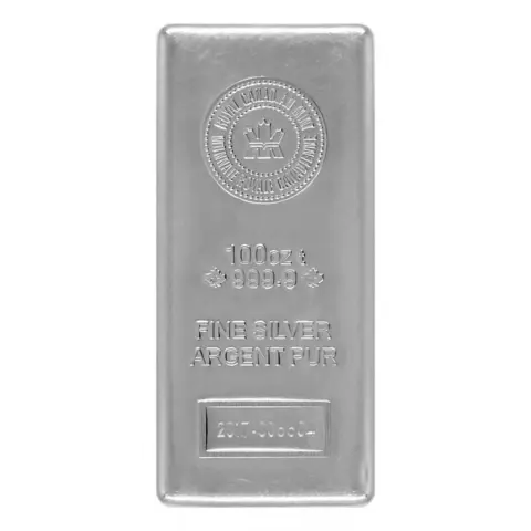 100 ounce Silver Bar - Royal Canada Mint