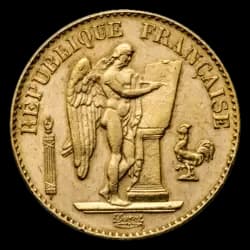 20 Französische Francs Goldmünze - Stehender Angel 1871-1898 20 Französische Francs Goldmünze - Stehender Angel 1871-1898