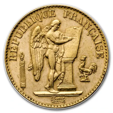 20 French Francs Gold Coin - Lucky Angel (Genius) 1871-1898