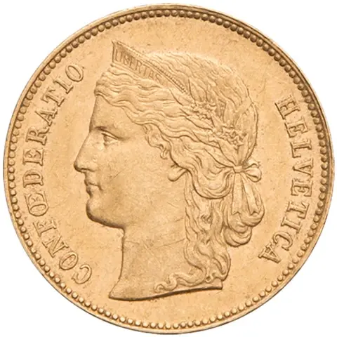 20 Swiss Francs Gold Coin - Helvetia