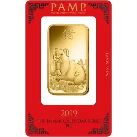 100 Gramm Goldbarren - PAMP Suisse Lunar Schwein