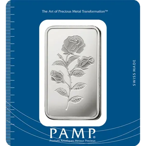 100 grammi lingottino d'argento puro 999.0 - PAMP Suisse Rosa