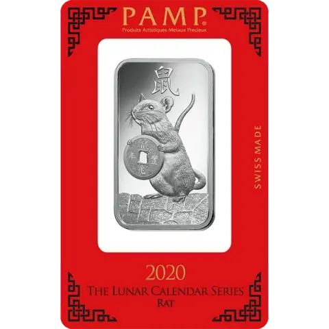 1 ounce Silver Bar - PAMP Suisse Lunar Rat