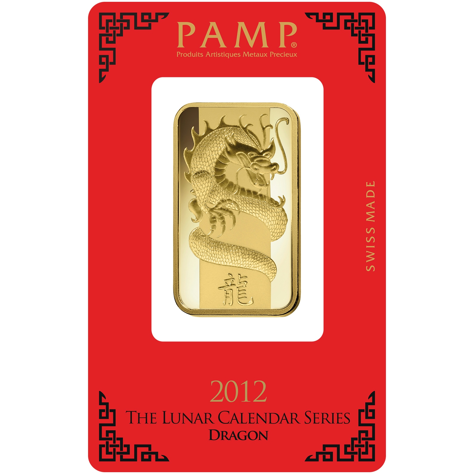 Investire in 1 oncia lingottino d'oro puro 999.9 - PAMP Svizzera Lunar Drago - Pack Front