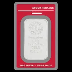 100 gram Silver Bar - Argor-Heraeus 100 gram Silver Bar - Argor-Heraeus