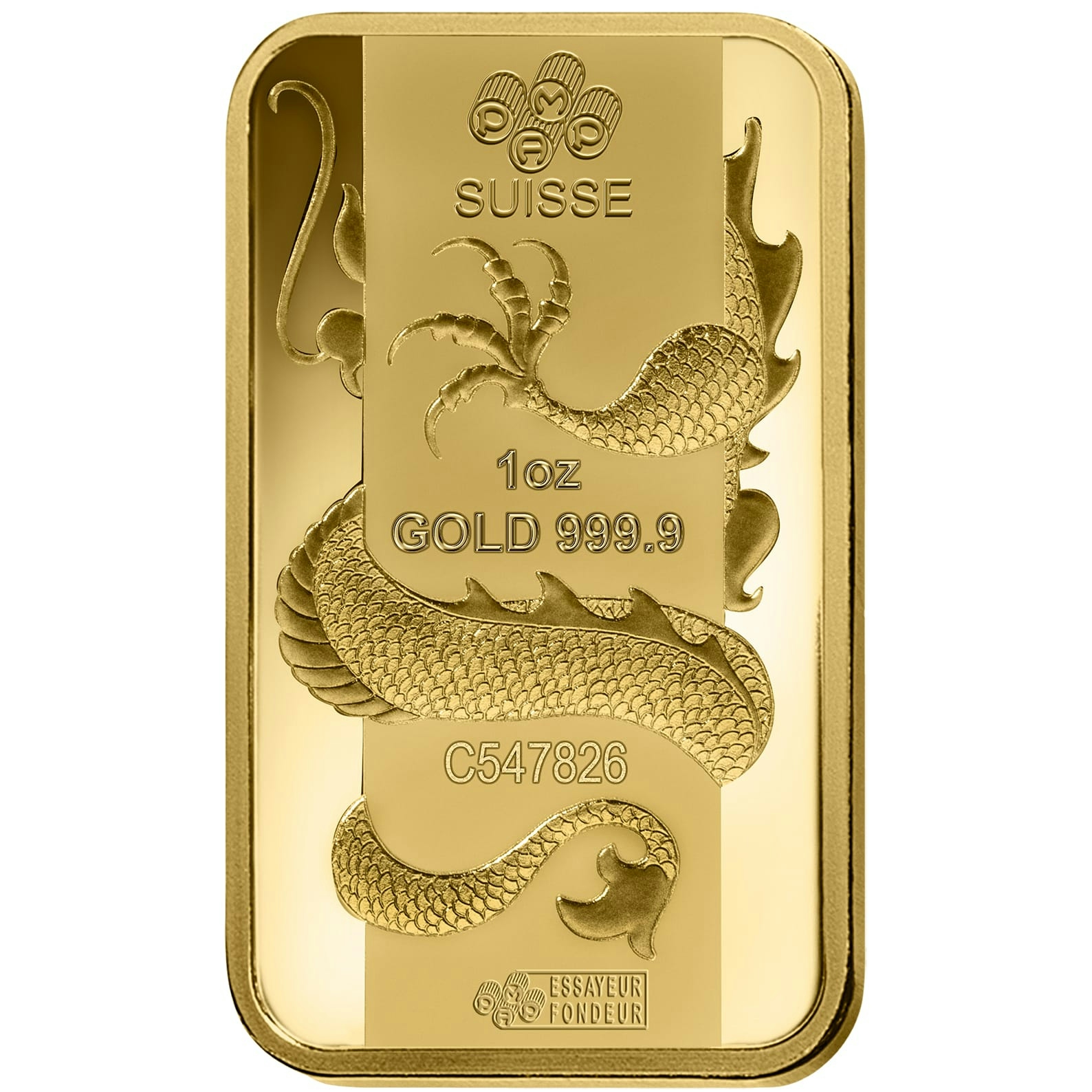 investir dans l'or, 1 once Lingotin, Lingot d'or pur Lunar Dragon - PAMP Suisse - Back