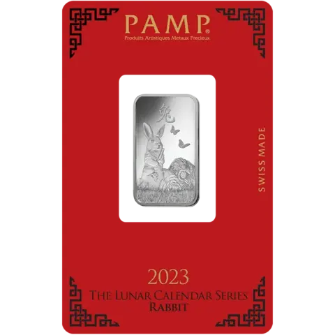 10 gram Silver Bar - PAMP Suisse Lunar Rabbit