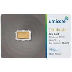 1 gram Gold Bar - Umicore 1 gram Gold Bar - Umicore