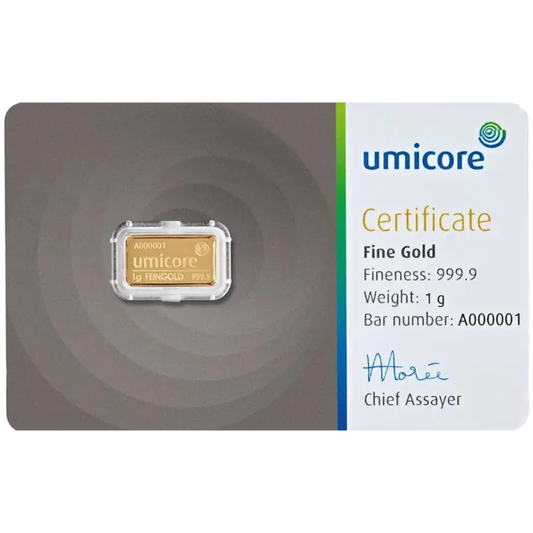 1 gram Gold Bar - Umicore