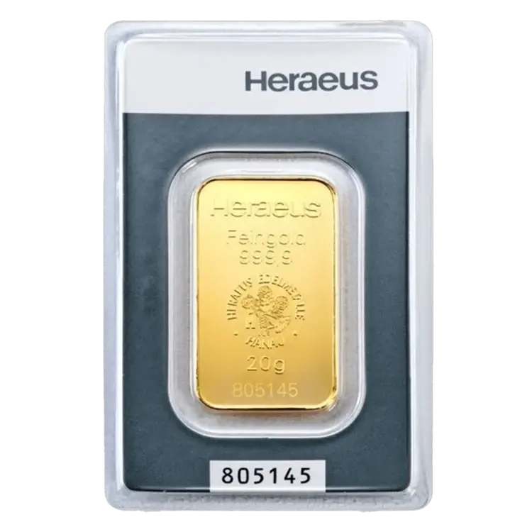 20 gram Gold Bar - Heraeus - Kinebar series